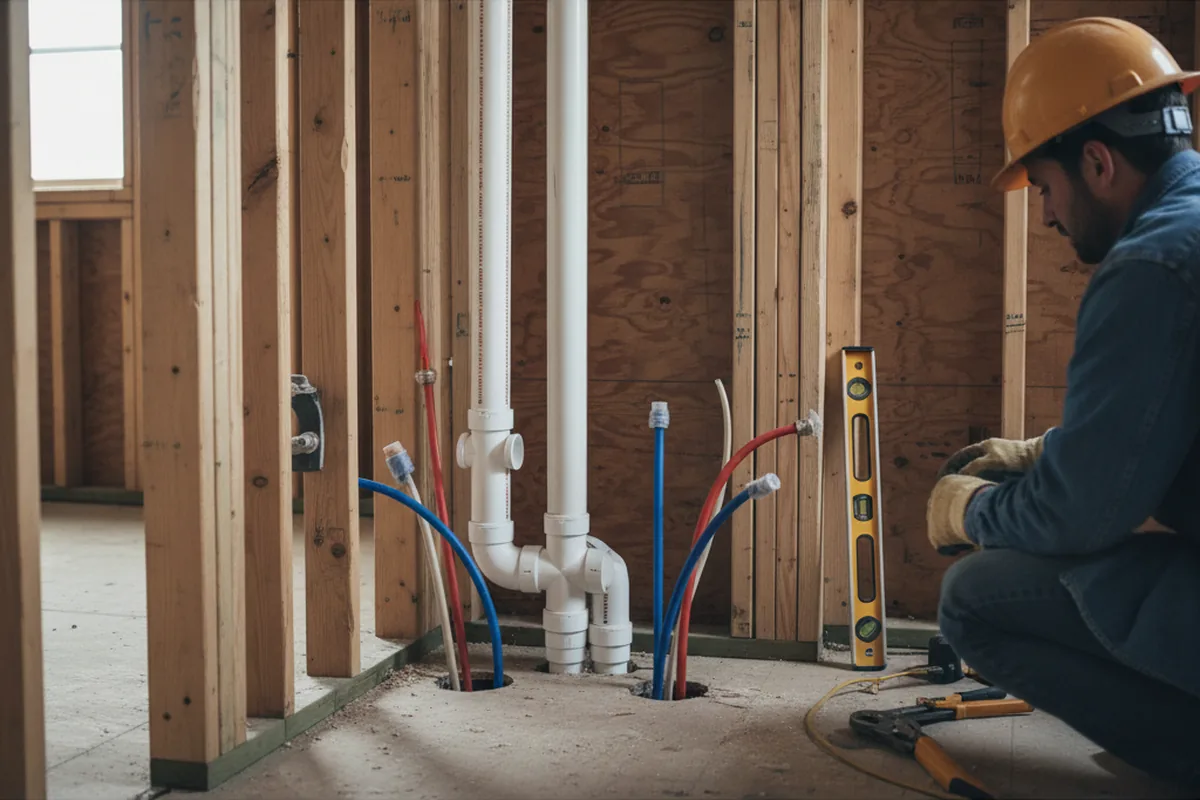 Drain and supply rough-in during Garbage Disposal Repair in San Clemente