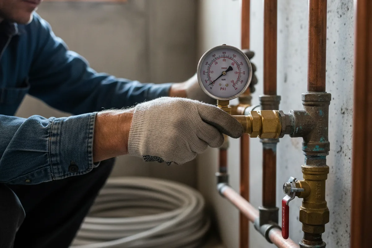 Pressure testing a repaired line during Water Line Repair in San Clemente